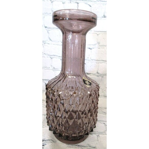 MCM Florentine Italian Art Glass Diamond Point Decanter Vase Water Carafe Purple - Picture 1 of 5